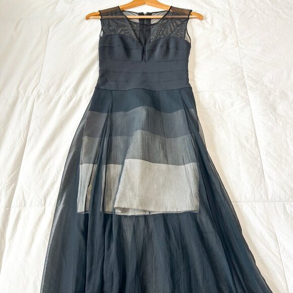 BCBGMAXAZRIA Alai Black Silk Bandage Illusion Mesh Maxi Dress Sleeveless Size S - Picture 5 of 12